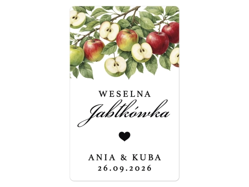 Naklejki na Jabłkówkę, prostokątne etykiety Jabłkówka weselna, personalizowane
