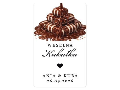 Naklejki na Kukułkówkę, prostokątne etykiety Kukułkówka weselna, personalizowane