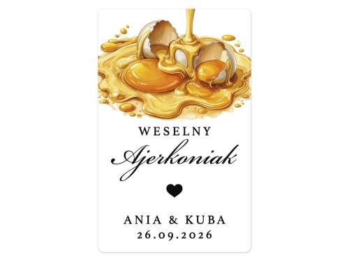 Naklejki na Ajerkoniak, prostokątne etykiety Ajerkoniak weselny, personalizowane
