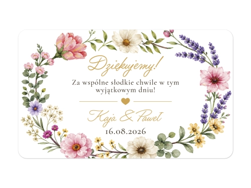 Naklejki na miód weselny z kolorowym nadrukiem