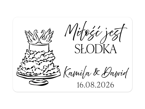 Personalizowane naklejki na pudełka z ciastem dla gości