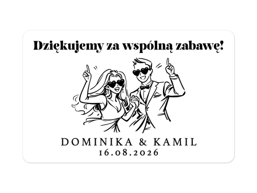 Etykiety na pudełka z ciastem weselnym w stylu minimalistycznym