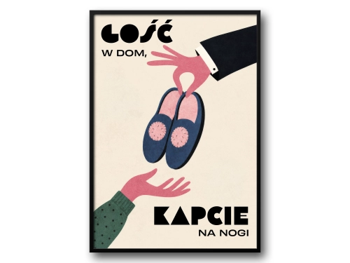 Plakat Gość w dom kapcie na nogi polski humor