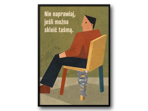 Plakat Nie naprawiaj sklej taśmą retro z polskim humorem