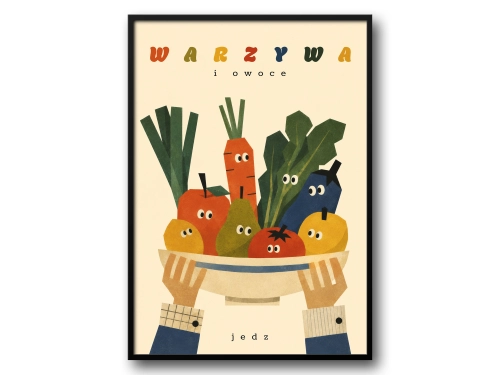 Plakat Warzywa i owoce jedz kolorowy plakat retro
