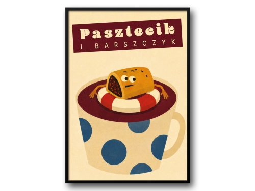 Plakat Pasztecik i barszczyk kultowy duet retro