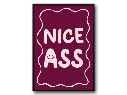Śmieszny Plakat do WC Nice Ass Plakat z Napisem Typografia do Łazienki Retro