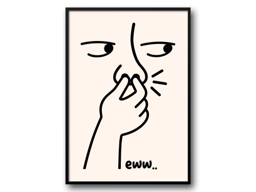 Śmieszny Plakat Łazienkowy Eww Zabawna Grafika Line Art do Toalety