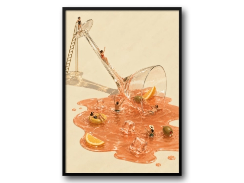 Plakat Retro Drink ze Zjeżdżalnią Śmieszny Plakat Cocktail