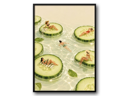 Plakat Retro Ogórek SPA Basen Śmieszny Plakat Chillout