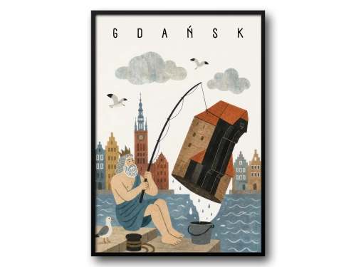 Plakat Gdańsk, Neptun łowiący Żurawia