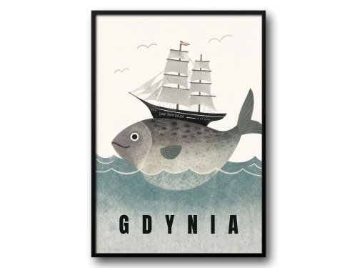 Plakat Gdynia, Dar Pomorza na wielkiej rybie