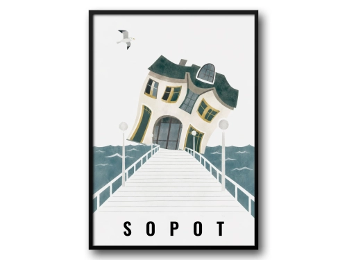 Plakat Sopot, Krzywy Domek nad morzem