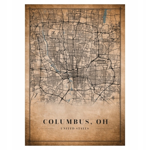 Plakat Mapa miasta vintage Columbus, OH