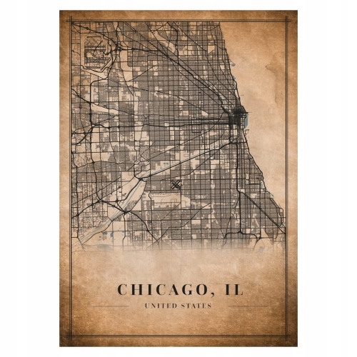 Plakat Mapa miasta vintage Chicago, IL