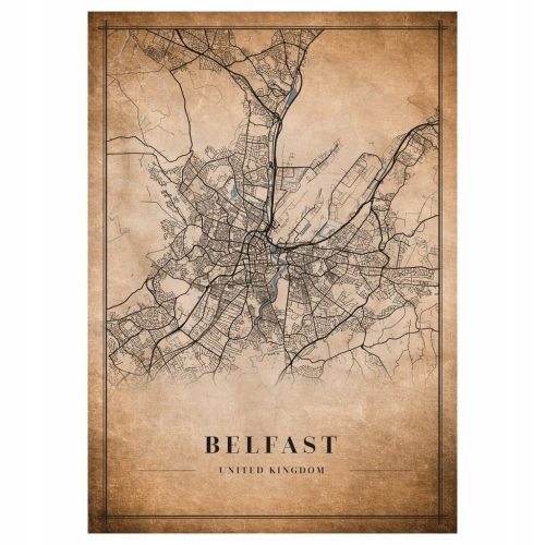 Plakat Mapa miasta vintage Belfast