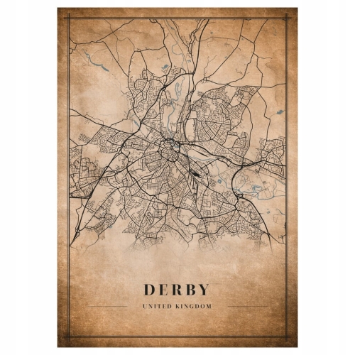 Plakat Mapa miasta vintage Derby