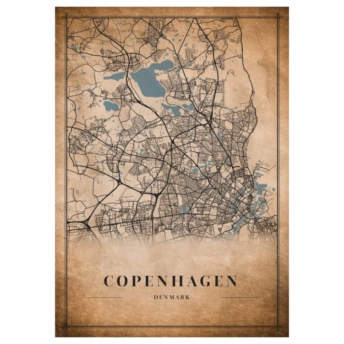 Plakat Mapa miasta vintage Copenhagen