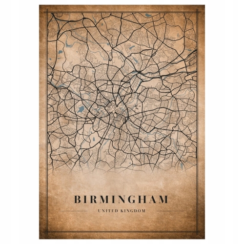 Plakat Mapa miasta vintage Birmingham