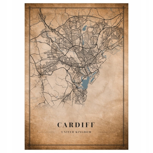 Plakat Mapa miasta vintage Cardiff