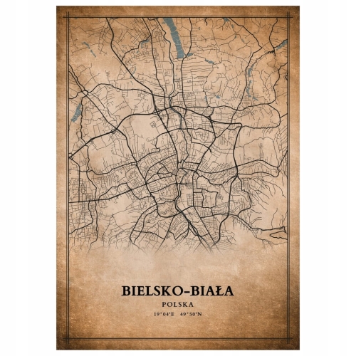 Plakat Mapa miasta vintage Bielsko-Biała