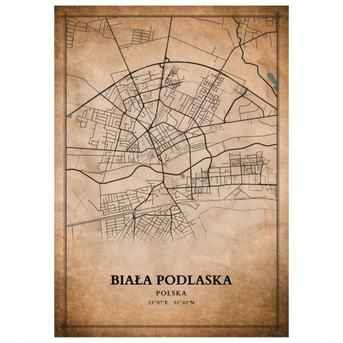 Plakat Mapa miasta vintage Biała Podlaska