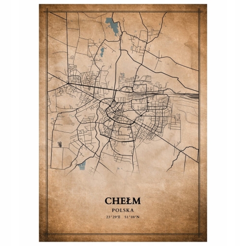 Plakat Mapa miasta vintage Chełm
