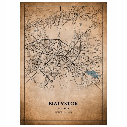 Plakat Mapa miasta vintage Białystok