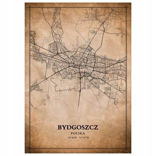 Plakat Mapa miasta vintage Bydgoszcz