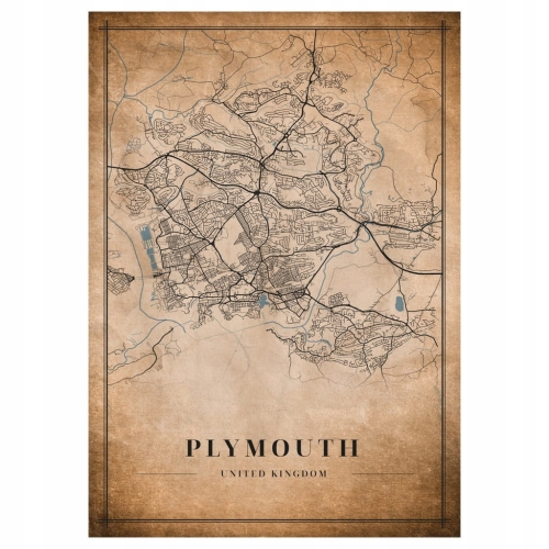 Plakat Mapa miasta vintage Plymouth