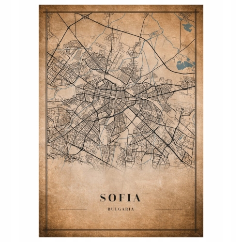 Plakat Mapa miasta vintage Sofia