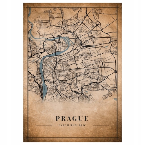 Plakat Mapa miasta vintage Prague