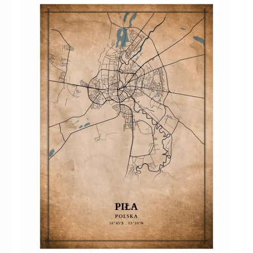 Plakat Mapa miasta vintage Piła