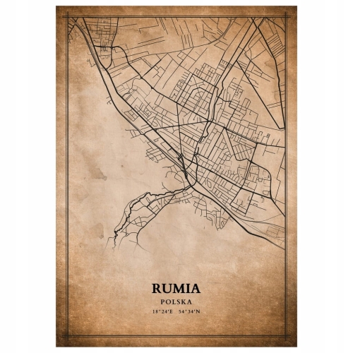 Plakat Mapa miasta vintage Rumia