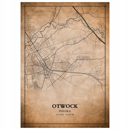 Plakat Mapa miasta vintage Otwock