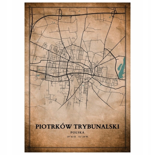 Plakat Mapa miasta vintage Piotrków Tryb.
