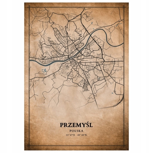 Plakat Mapa miasta vintage Przemyśl