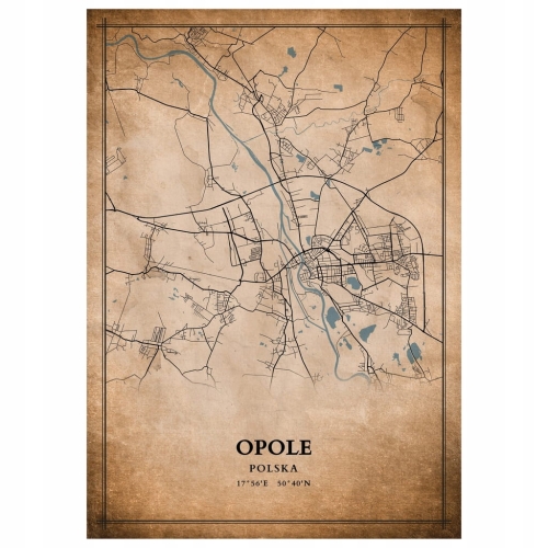 Plakat Mapa miasta vintage Opole