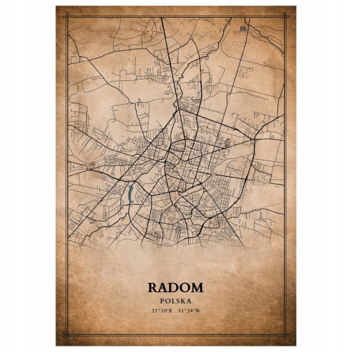 Plakat Mapa miasta vintage Radom