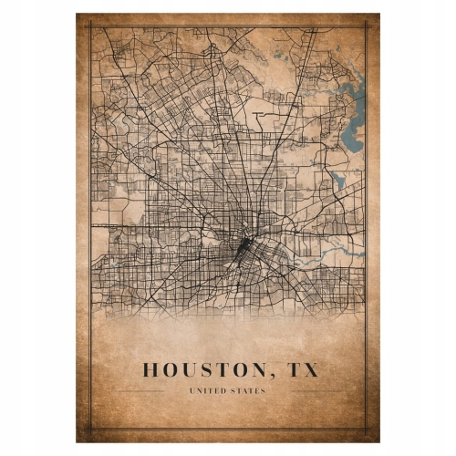 Plakat Mapa miasta vintage Houston, TX