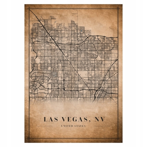 Plakat Mapa miasta vintage Las Vegas, NV
