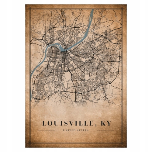 Plakat Mapa miasta vintage Louisville, KY