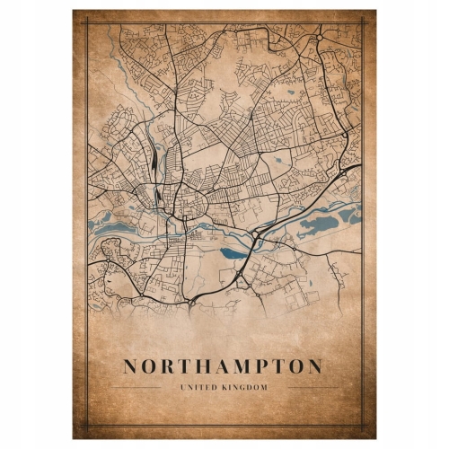 Plakat Mapa miasta vintage Northampton