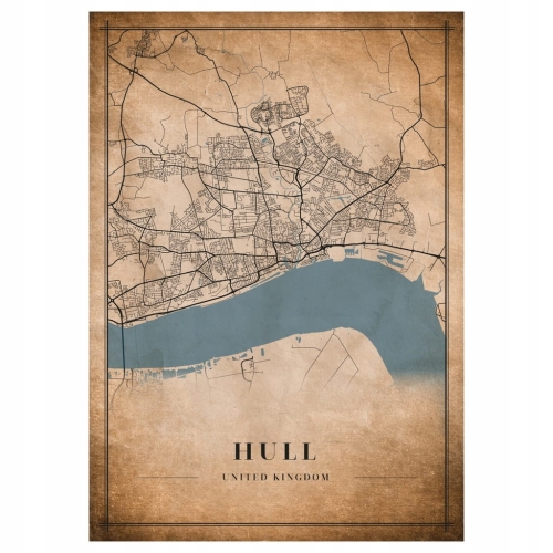 Plakat Mapa miasta vintage Hull