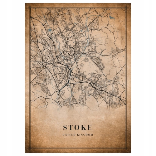 Plakat Mapa miasta vintage Stoke