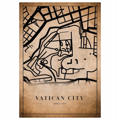 Plakat Mapa miasta vintage Vatican City