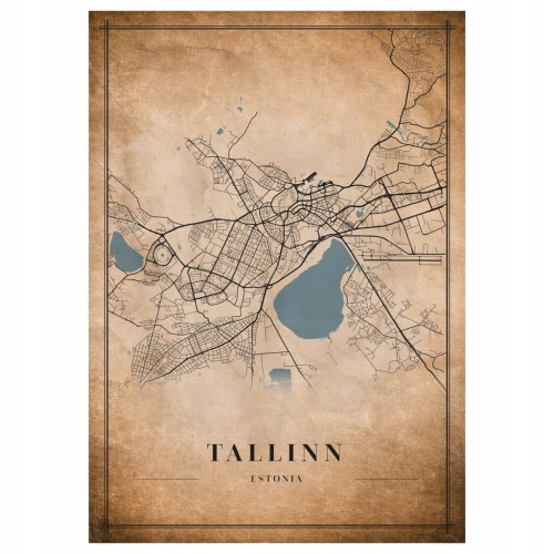 Plakat Mapa miasta vintage Tallinn
