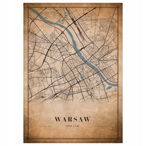 Plakat Mapa miasta vintage Warszawa