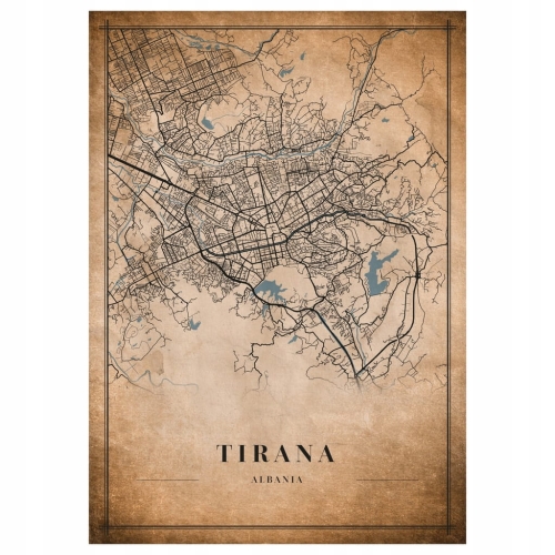 Plakat Mapa miasta vintage Tirana