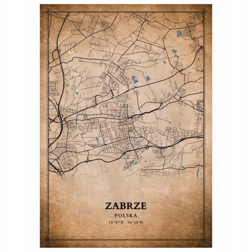 Plakat Mapa miasta vintage Zabrze